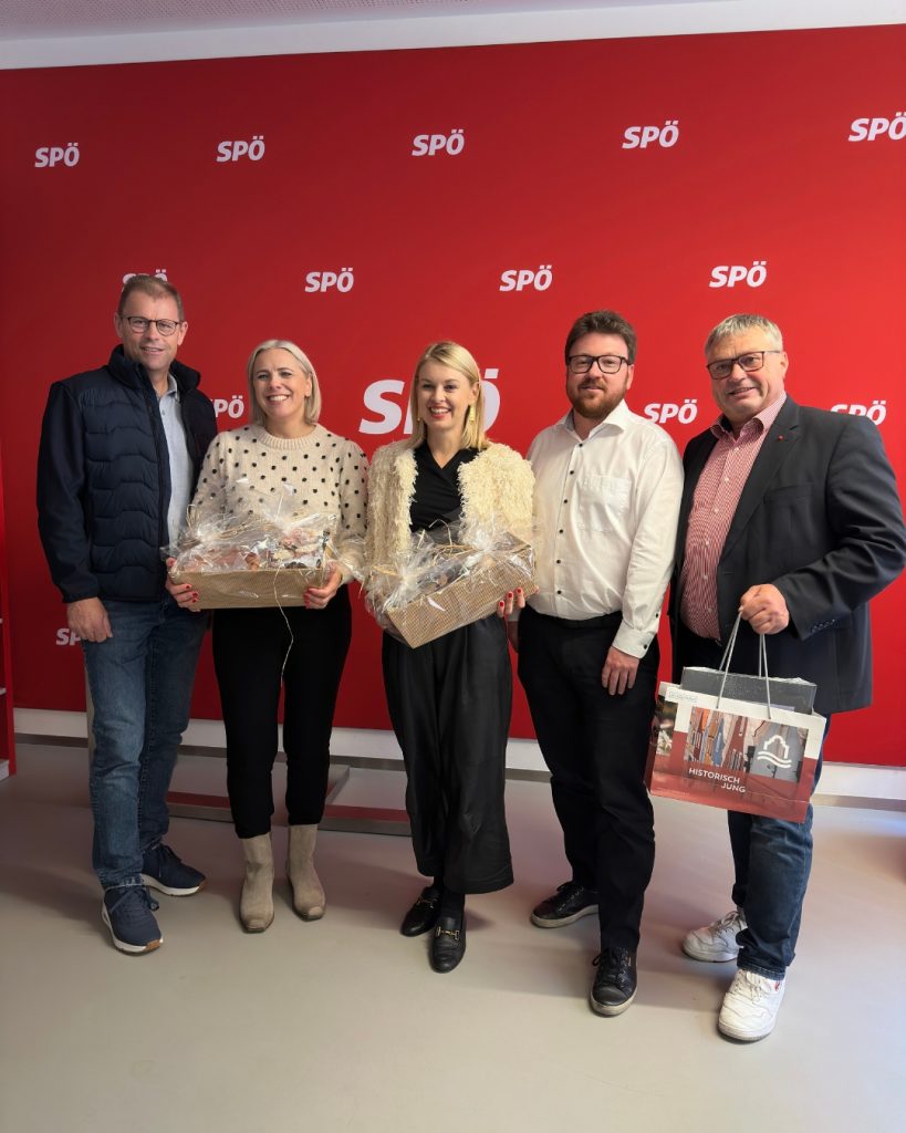 Bezirksvorsitzender (Ried) Bgm. Fritz Hosner, Geschäftsführerin Renner Institut Tirol Nicole Heinlein, Vizebürgermeisterin (Innsbruck) Mag.a Elisabeth Mayr, Klubobmann (SPÖ Innsbruck) Benjamin Plach und Bezirksvorsitzender (Schärding) Karl Walch.